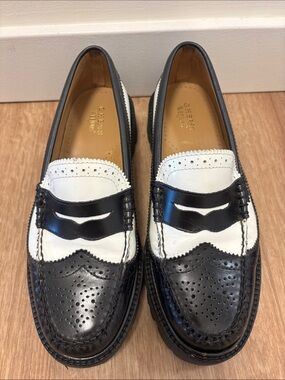 G.H. Bass & Co. Black and White Leather Penny Loafers